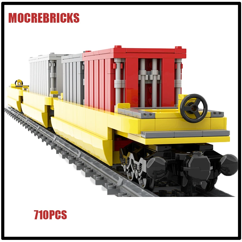 MOC-168695 Transport Series City Freight Train Mini Carriages Assemble Building Blocks Kit Small Particles Model Bricks Kid Gift