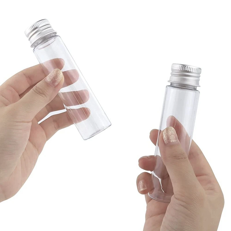 AA86 30Pcs 50Ml Clear Flat Plastic Test Tubes With Screw Caps, 28X108mm Tubes For Beads Storage Scientific Experiments