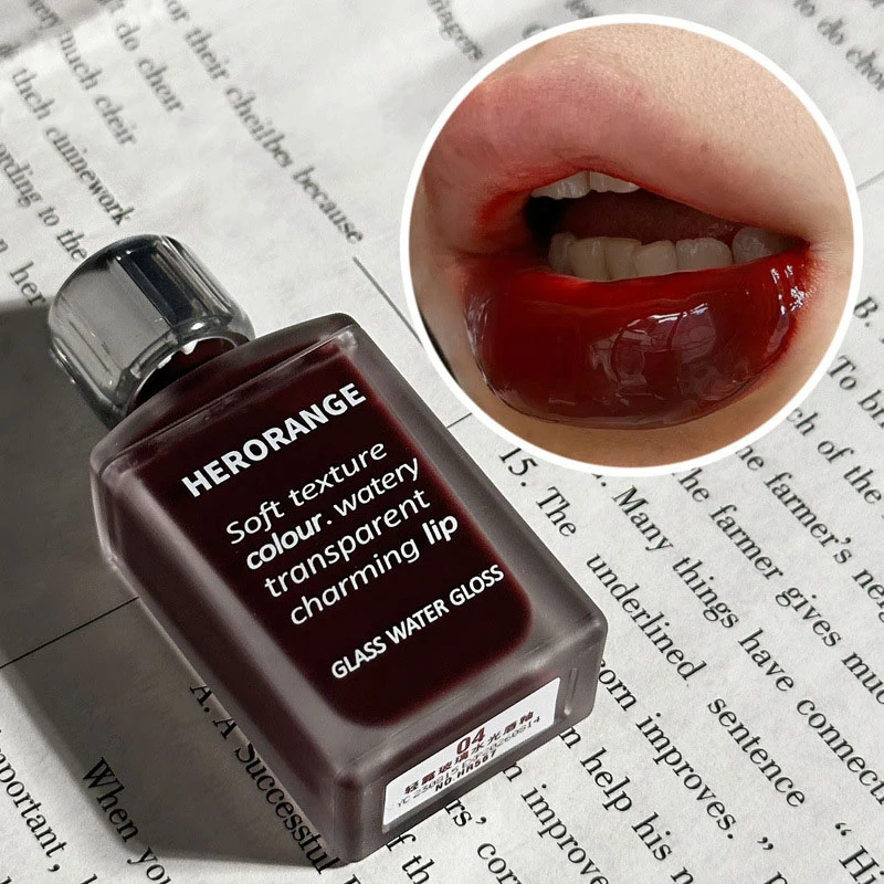 1 Stück HERORANGE Feuchtigkeitsspendender, langanhaltender, transparenter, wasser-glänzender Lipgloss, Spiegel-Jelly-Flüssiglippenstift, Kosmetik-Lippentönung