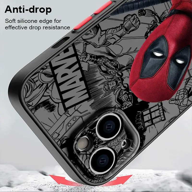 Marvel Deadpool Phone Case for iPhone 15 Plus SE XR 14 Pro Max 11 XS Max 12 Pro 13 Mini 7 8 Soft Matte Funda Cover