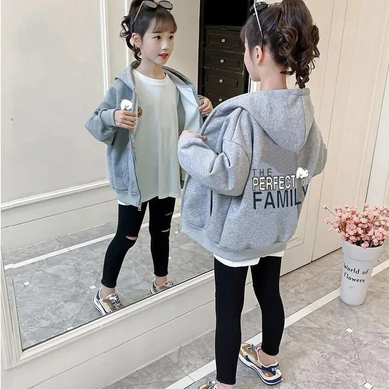 2023 Autumn WINTER Girls Boys clothes velvet letter Jacket Kids Teens sports Cardigan Child Outwear Coats 6 7 8 9 10 11 year