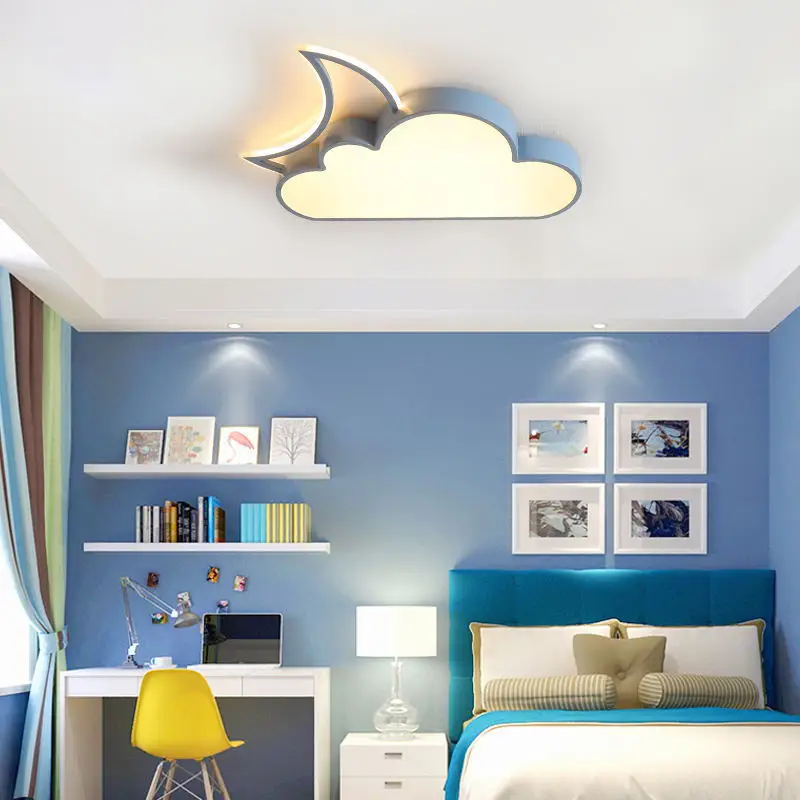 Luz para habitación de niños, luz de techo de princesa para niña, luz dorada para dormitorio de niño, dibujos animados creativos minimalistas modernos