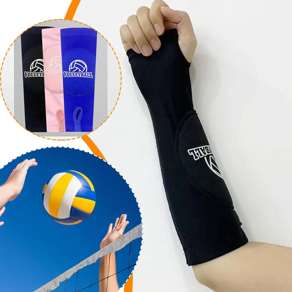 1Pair Volleyball Arm Sleeves Passing Forearm Sleeves with Protection Pad & Thumbhole for Youth Adult Children Protect Arms L4V4