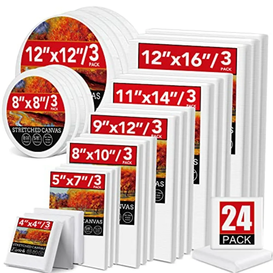 Canvases for Painting with 4"x4", 5"x7", 8"x10", 9"x12", 11"x14", 12"x16", Round Canvas with 12"x12", 8"x8", Painting Canvas fo