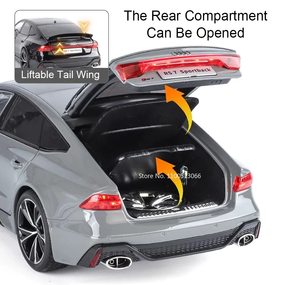 1:18 metal rs7 a6l carros modelos em miniatura brinquedos com roda de música leve absorção de choque veículos modelo para meninos decoração presentes