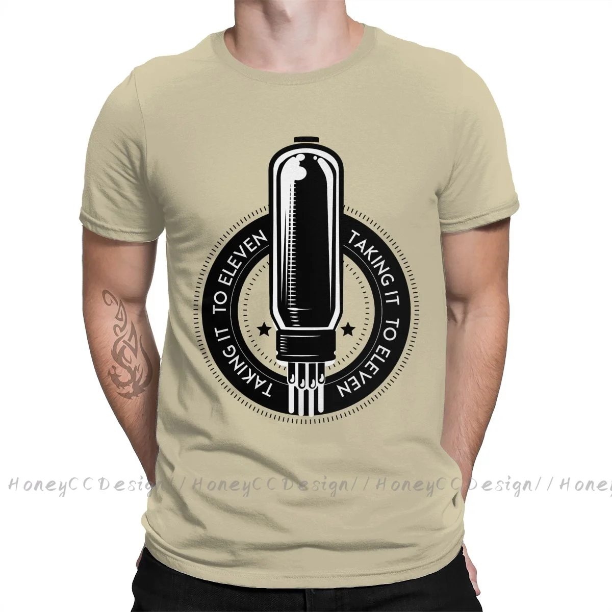 Vacuum Tube T-Shirt Men Top Quality 100% Cotton Short Summer Sleeve Celebrating Amplifiers That Go To Eleven Casual Shirt Loose