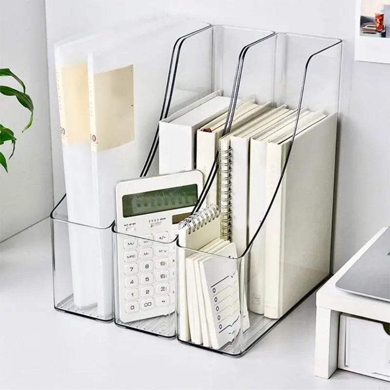 Clear Desktop Bookends Book Magazine Stand Multipurpose Desk Book End Space Saving Desk Book Protecters 8.5x25x30cm
