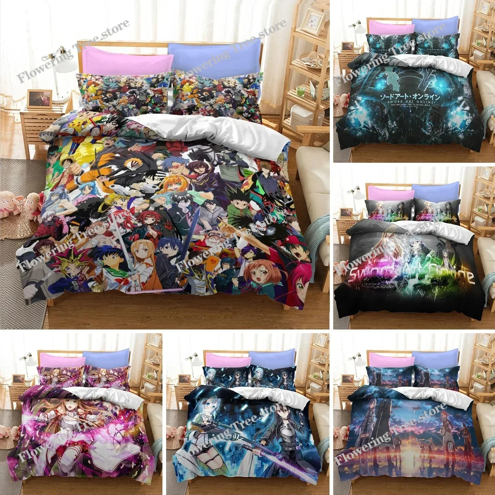 

Anime Sword Art Online Bedding Set Duvet Cover Bedroom Comforter Covers Single Twin King Size Quilt Cover Home Textile