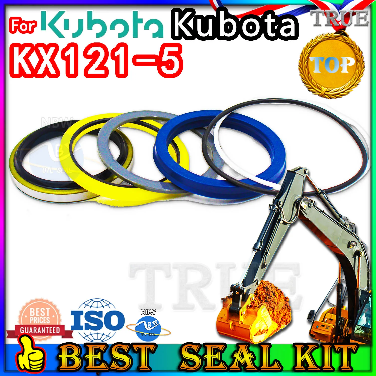 

For Kubota KX121-5 Oil Seal Repair Kit Boom Arm Bucket Excavator Hydraulic Cylinder KX121 5 Shaft Replacement Dust Bushing FKM