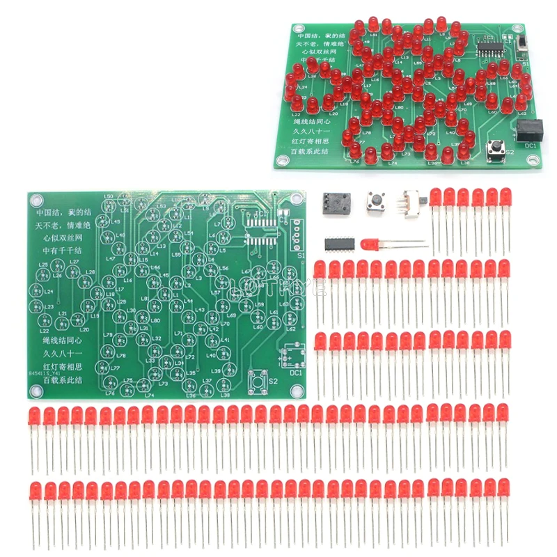 Chiński wiatrak z kciukiem LED okrągły pięciokątna gwiazda w kształcie serca elektroniczny zestaw zrób to sam zespół do lutowania diodami