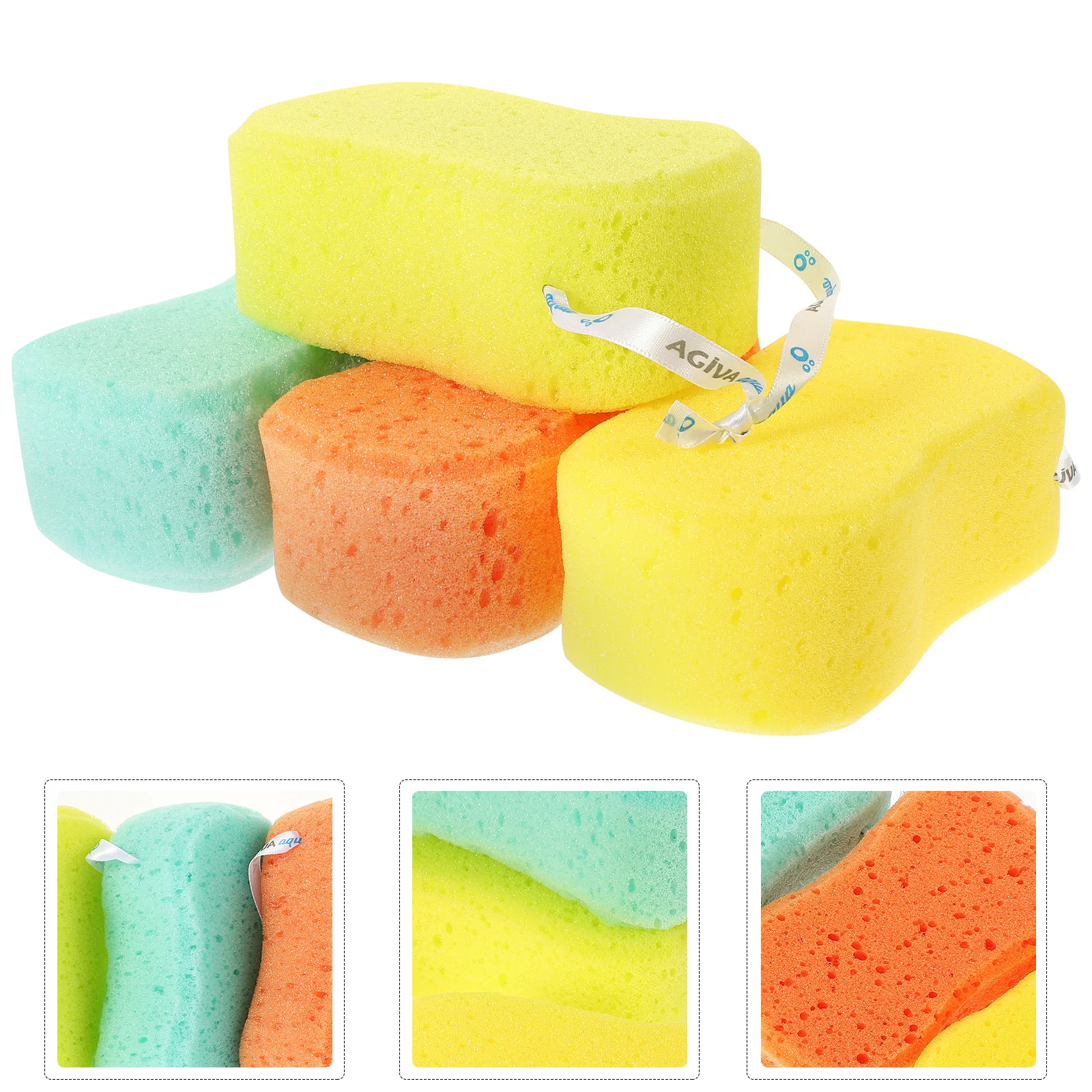 

4 pcs Natural Exfoliating Bath Sponge Pads Soft Shower Scrubber For Body Loofah Sponge Pad Detoxifying Cleansing Tool Home Daily