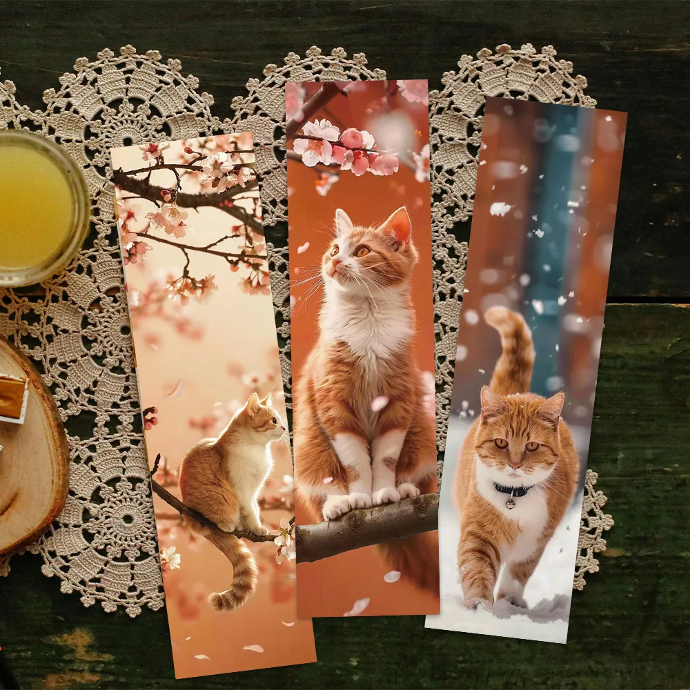 30pcs Retro Aesthetic Flowers Cats Paper Bookmarks For Students DIY Readers Page Marker Library Office Page Marking