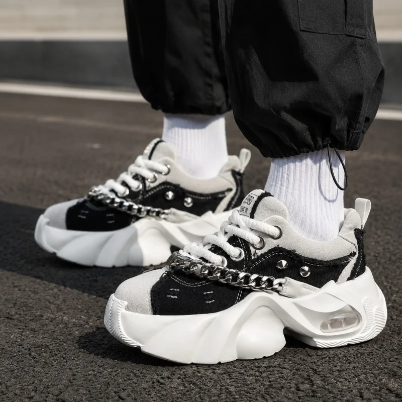 2026 Autumn New Thick Sole Height Increasing Dad Shoes, Anti Slip Wear Resistant Splicing Fashion Casual Sports Sneakers