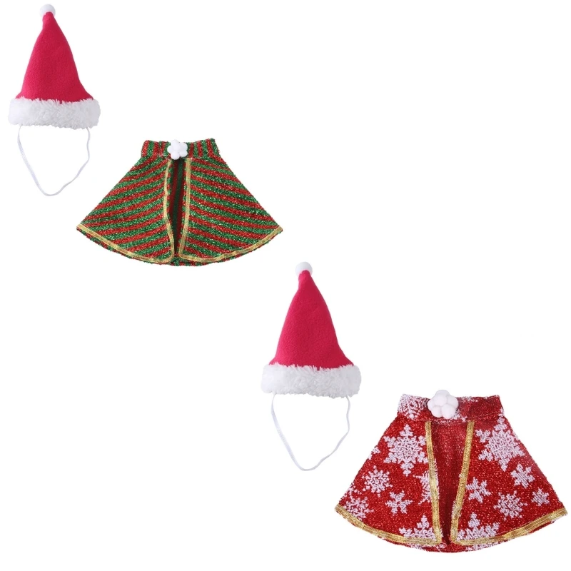 

Christmas Cats Costume Pet Dog Festival Clothes Stage Props Cloak and Hat for Dog