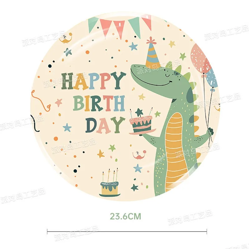 10 Stück Cartoon-Dinosaurier Geburtstags-Einweggeschirr Let's Dino Party Teller Servietten Roar Kinder Happy Birthday Partyzubehör – Detail 3