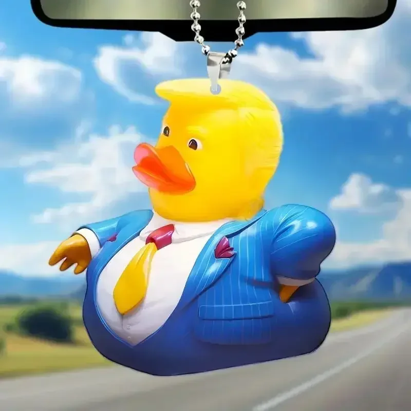 Acrylic 2D Pendant Trump Cute Duck Car Rearview Mirror Key Decorative Pendant navidad decoraciones para el hogar