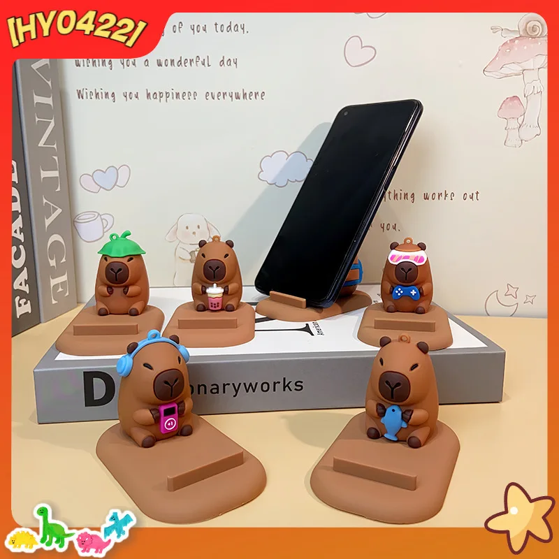 

Ctionaryworks Capybara Phone Stand Cartoon Cute Capybara Figurine Desktop Decoration Lazy Holder Creative Decor Gift For Home