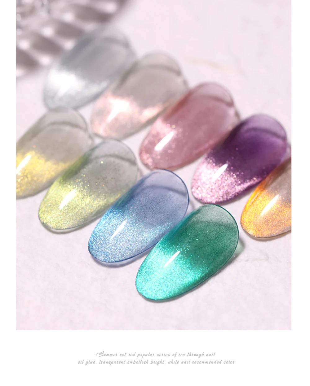 Vendeeni 9 Farben Sunglow Cat Eye Gel Nagellack Magnetischer UV Soak-Off Gel Lack Rosy Clouds Light Nail Art Gel Lack 15ml – Detail 3