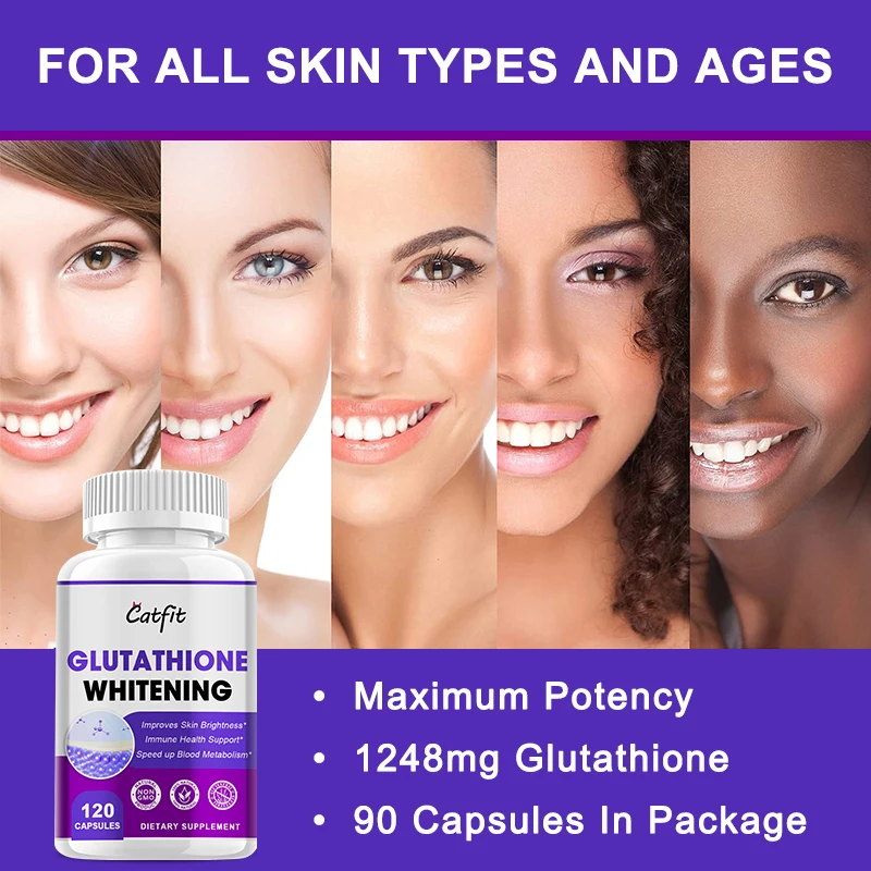 Glutathione Capsules Bright Skin Beauty Whitening Hydrolyzed Marine Collagen HIgh Potency Supports Hair Skin Nails Joints&Bones