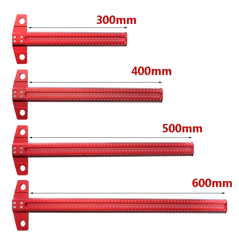 Precision Marking T-Ruler Aluminum Woodworking Scribe Marking Gauge 60-600mm Crossed-out Hole Scribing Ruler Measuring Tools