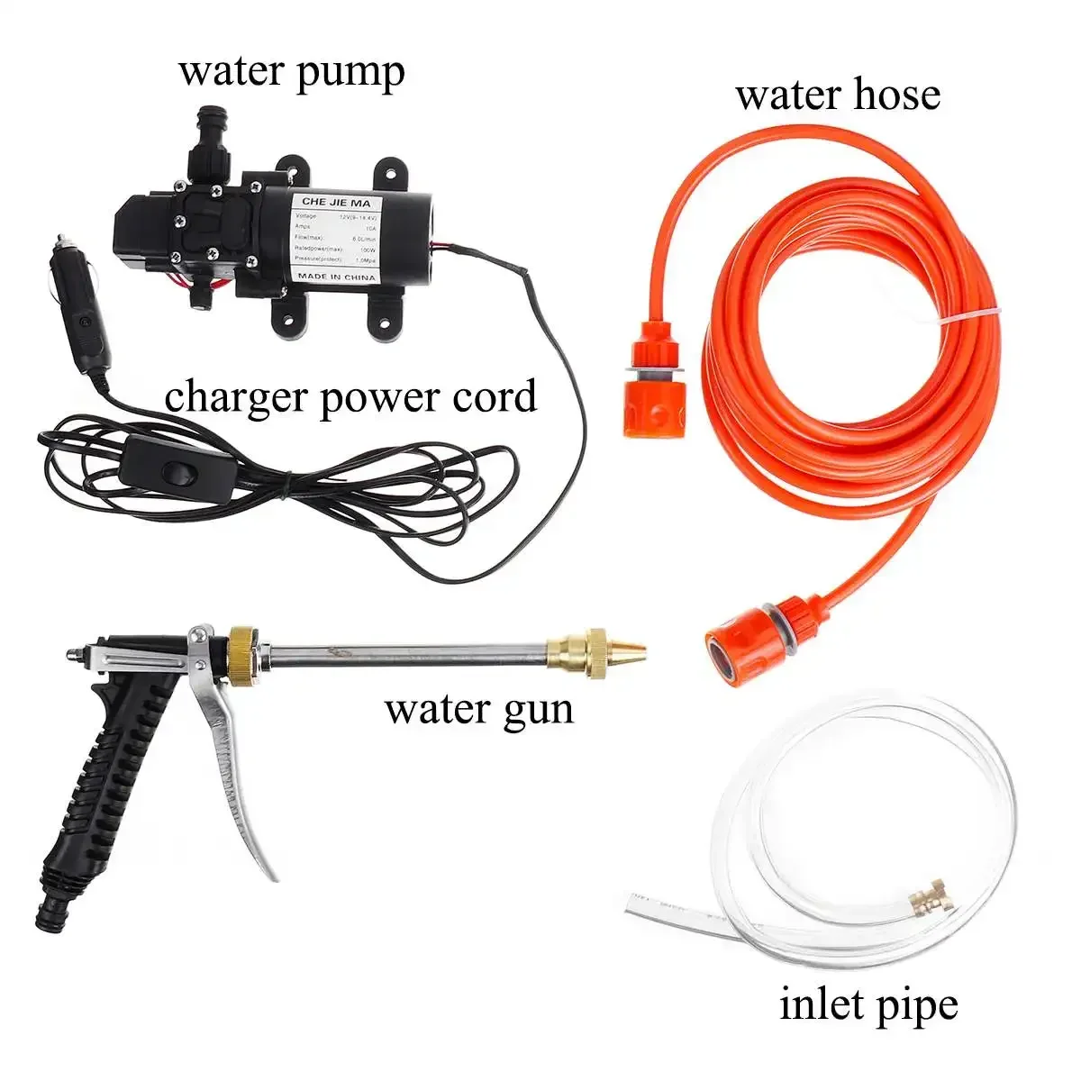 12V 100W 200PSI High Pressure Car Electric Wash Pump Sprayer Kit  Auto Washer Sprayer Cleaning Machine Set with Car Charger