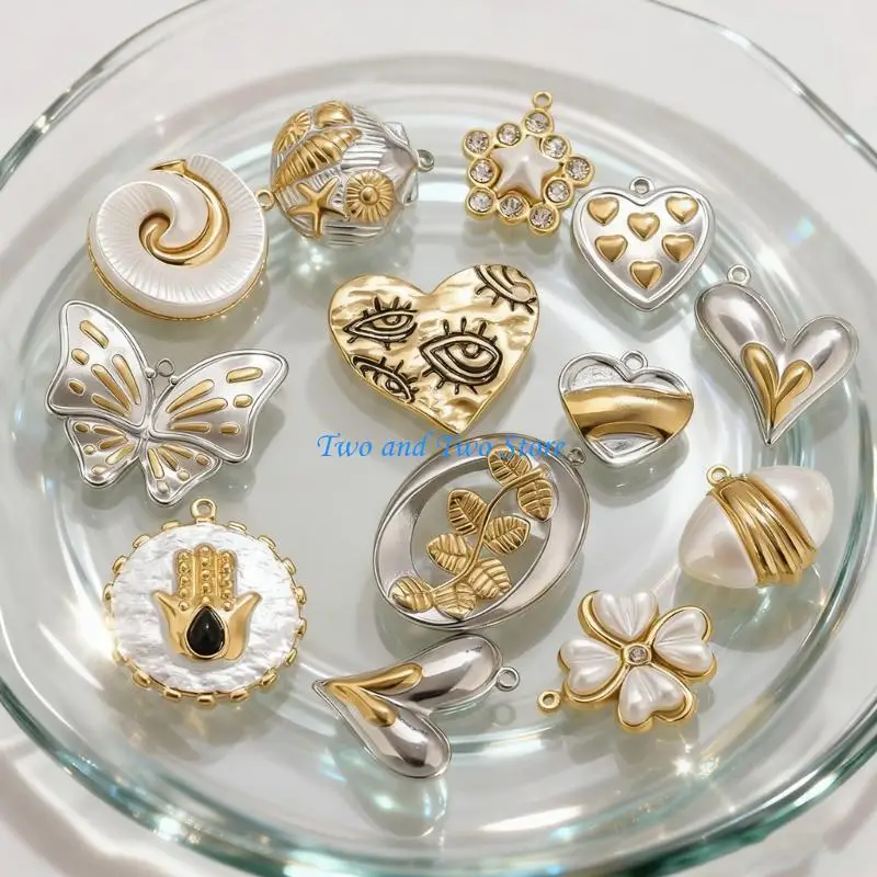 HX6F مجوهرات قلب عصرية على شكل فراشة بلونين من الفولاذ المقاوم للصدأ هدية للنساء