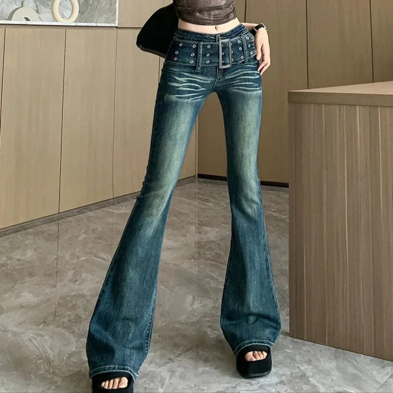 

Trousers High Waist Shot Womens Flared Jeans South Korea Streetwear On Sale 2025 Quality R Xxl Denim Pants for Women XT1364