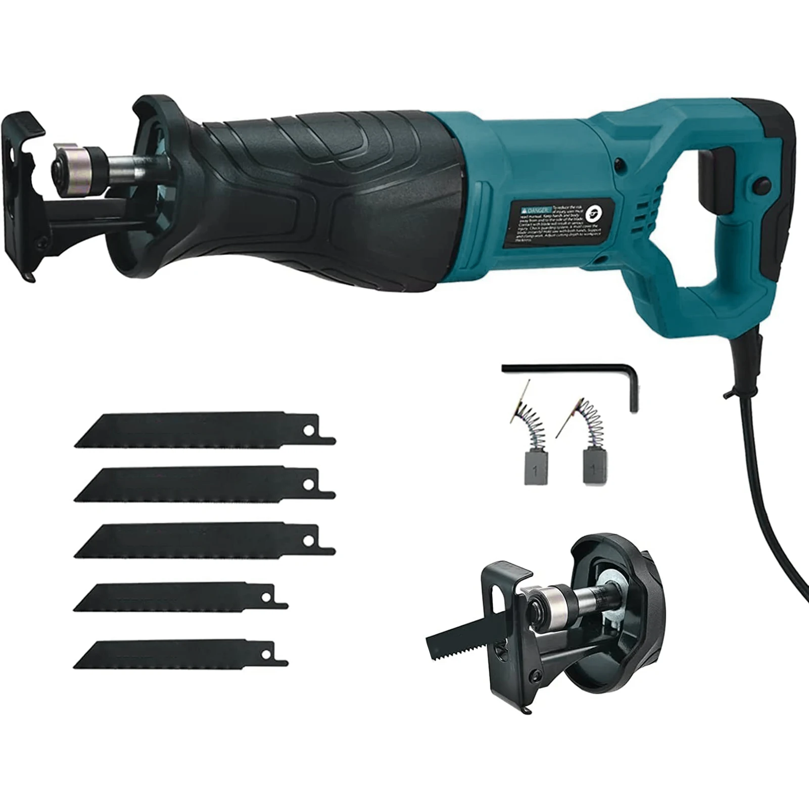 

900W 7.5A Reciprocating Saw 2800SPM No Load Speed Reciprocating Saw Corded Electric Hand Saw 5 Blades for Cutting Wood Metal PVC