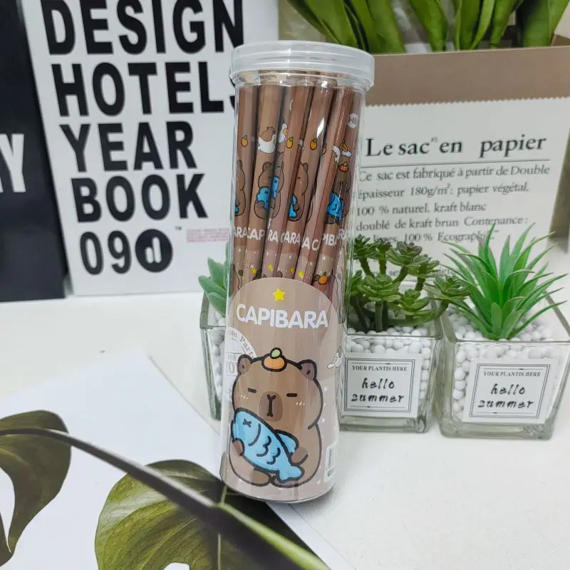 30Pcs/Set Capybara Cute Kawaii Cartoon Pencil HB Sketch Items Drawing Stationery Student School Office Supplies