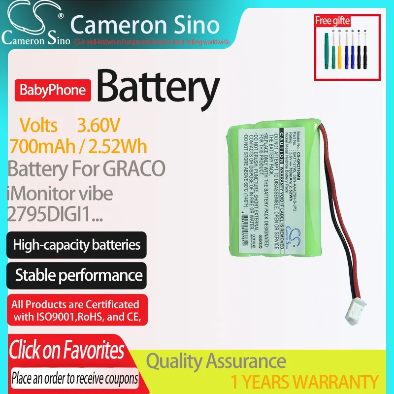 CameronSino Pin Cho Bé GRACO Imonitor IMonitor Vibe, Motorola MBP36PU, Vừa Vặn Với 3SN-AAA75H-S-JP2.BabyPhone Pin.