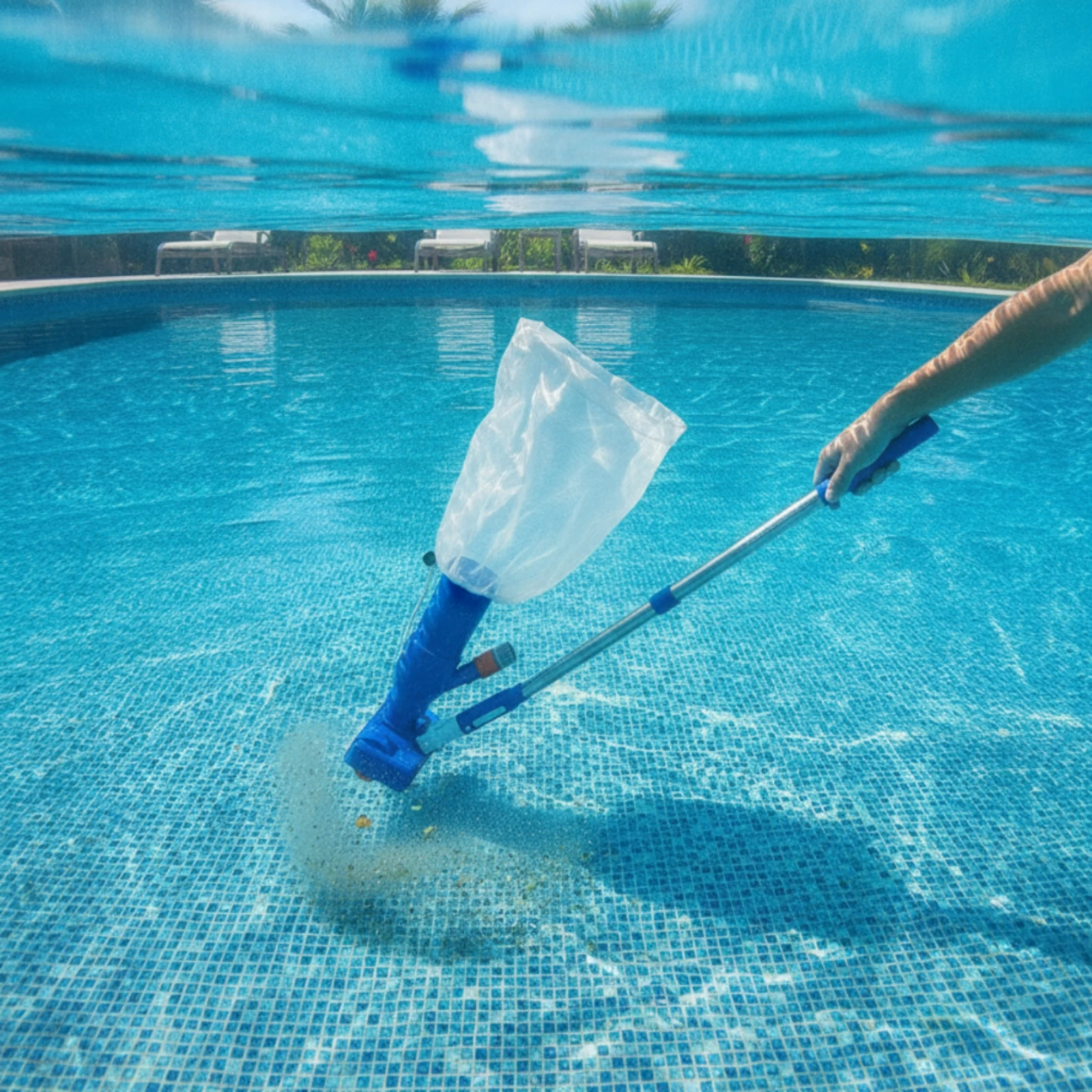 Pool Vacuum with Mesh Bag Sturdy Pool Vacuum with Pole Underwater Cleaner Portable Easy to Assemble for Swimming Pools, Spas view 6