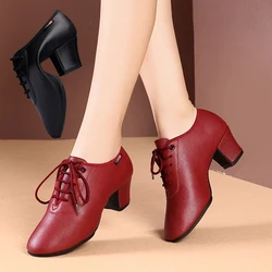 Latin Ballroom Dance Shoes for Women Lace-up Practice Closed Toe Modern Salsa Dance Teaching Performance Dancing Shoes Sneakers