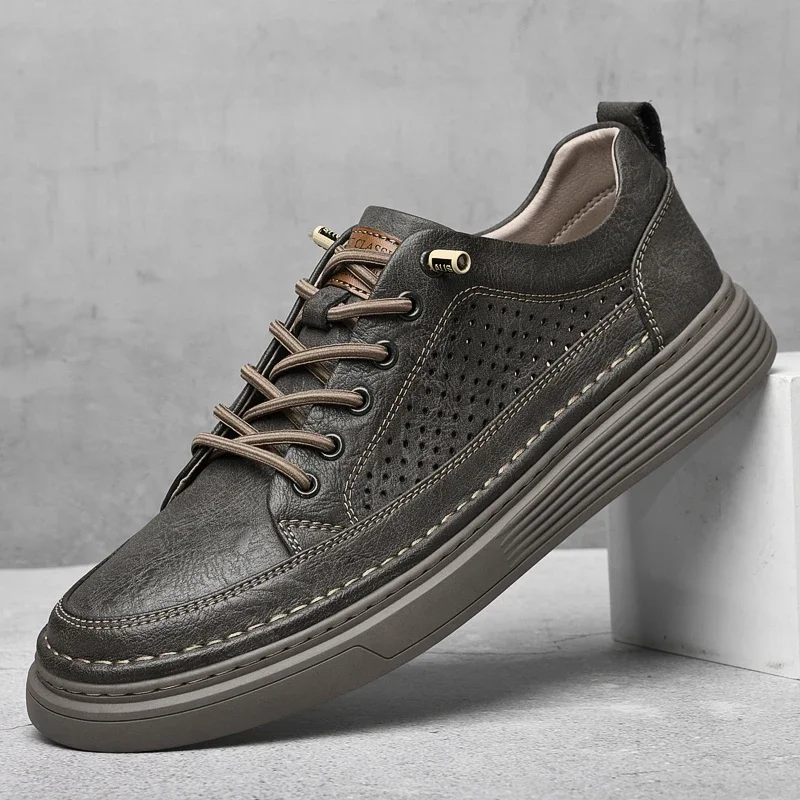 Spring/Winter White Oxford Shoes Men\'s Genuine Leather outdoor Comfortable soft sole breathable casual shoes big size:36-47