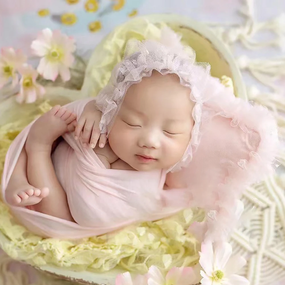 Ensemble de bandeau rond en dentelle pour bébé fille, accessoires de photographie pour nouveau-né, oreiller pour séance photo, prolifération infantile, chérie