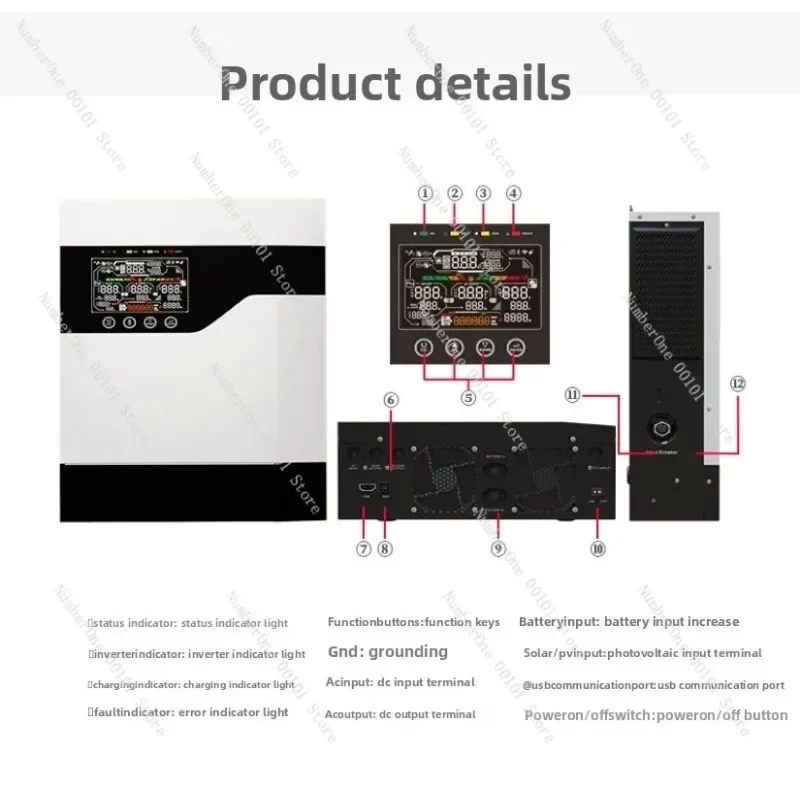 All-In-One Off-Grid Solar PV Inverter, Photovoltaic Power Inverter Transformer 1.2KW / 3.6KW / 6.5KW / 12KW, Solar Power Supply