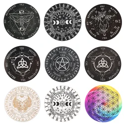 5.91in Wooden Pendulum Board Black White Stars Sun Moon Moth Devil Cat for Divination Message Board Metaphysical Meditation
