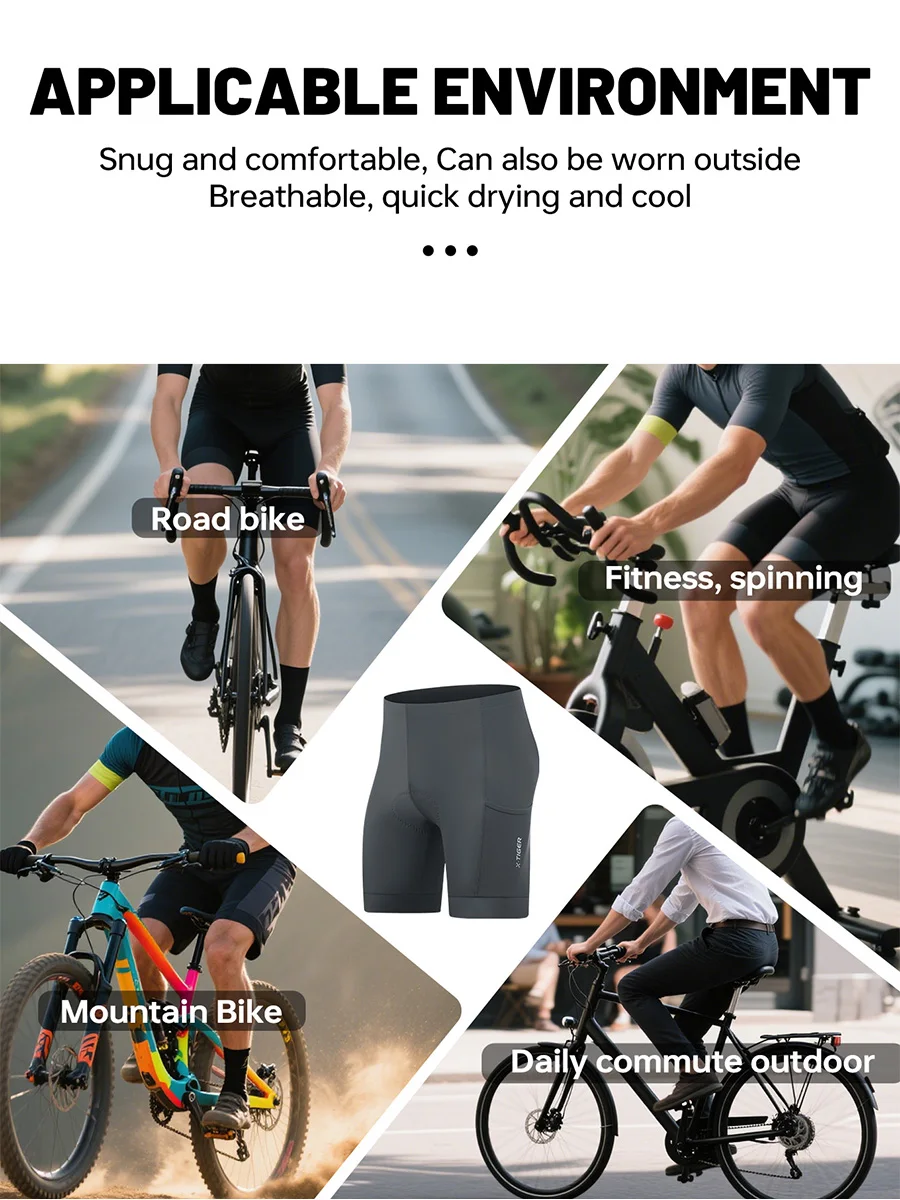X-TIGER Premium-Rennrad-Shorts mit 5D-Gel-Pads, Herren-Radhose mit Reißverschlusstaschen, atmungsaktive Outdoor-Fahrradausrüstung – Detail 9