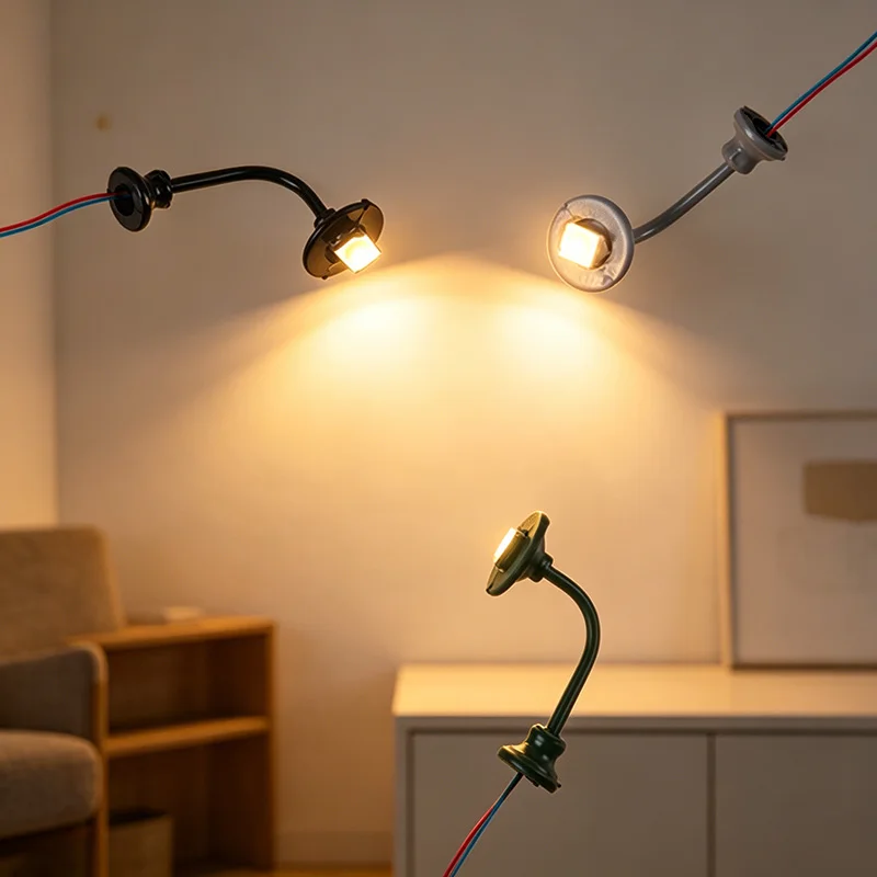 Miniatur HO Maßstab 1:87 Wandleuchte/LED-Licht Modellbausätze ABS + Metall Beleuchtungsmaterialien Diorama Zubehör 5 Teile/los – Detail 1