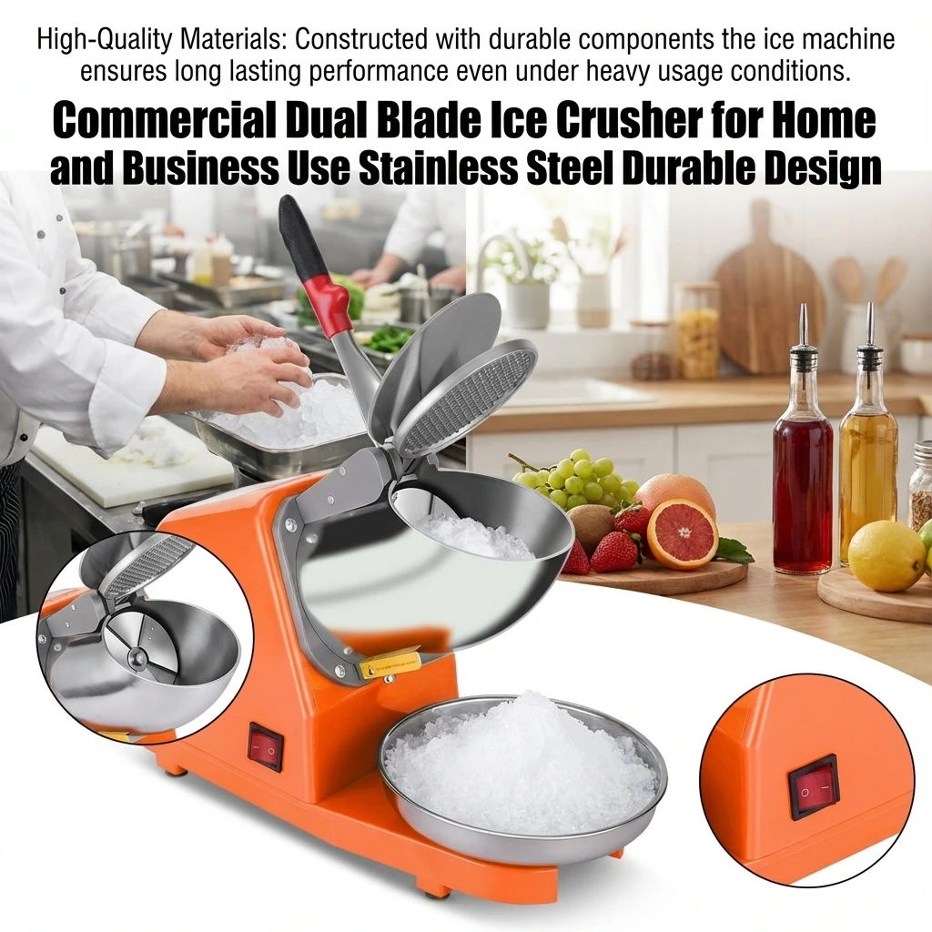 

Commercial Double Blade Ice Crusher Home Use Shaved Ice Machine For Milk Tea Shops