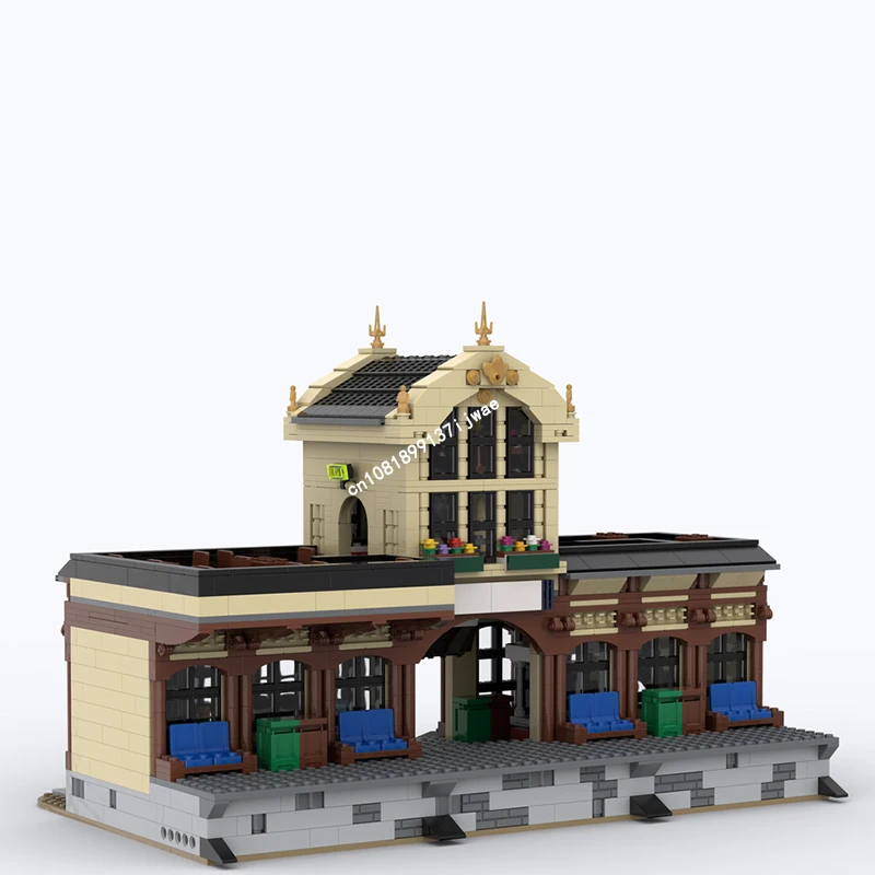 NEW City Hot Selling Street View Moc Modular Central Train Station Building Blocks DIY creative ideas Kids Toys Birthday Gift