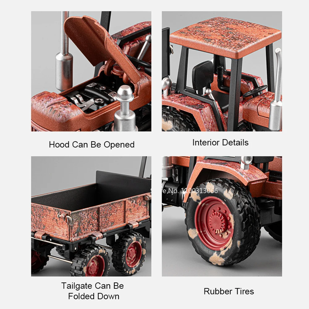 Modelos de Tractor agrícola 1:32, coches, juguetes de aleación, vehículos en miniatura con sonido ligero, tractores para caminar, regalos de Festival para niños