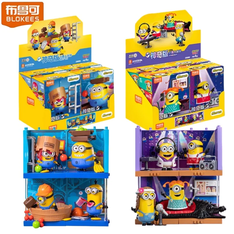Blokees Minions Edición Mágica, Bloques de Construcción Jam Factory, Set de Modelo de Microescena 3D VERSIÓN 1, Ladrillos de Ensamblaje de Personajes de Dibujos Animados