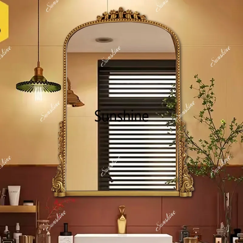 YYFrench retro light luxury arched bathroom mirror bathroom dressing decoration