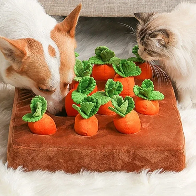 Dog Cat Toy Carrot Plush Pet Vegetable Chew Toy Sniff Pets Hide Food Toy To Improve Eating Habits Durable Chew Dog Accessorie