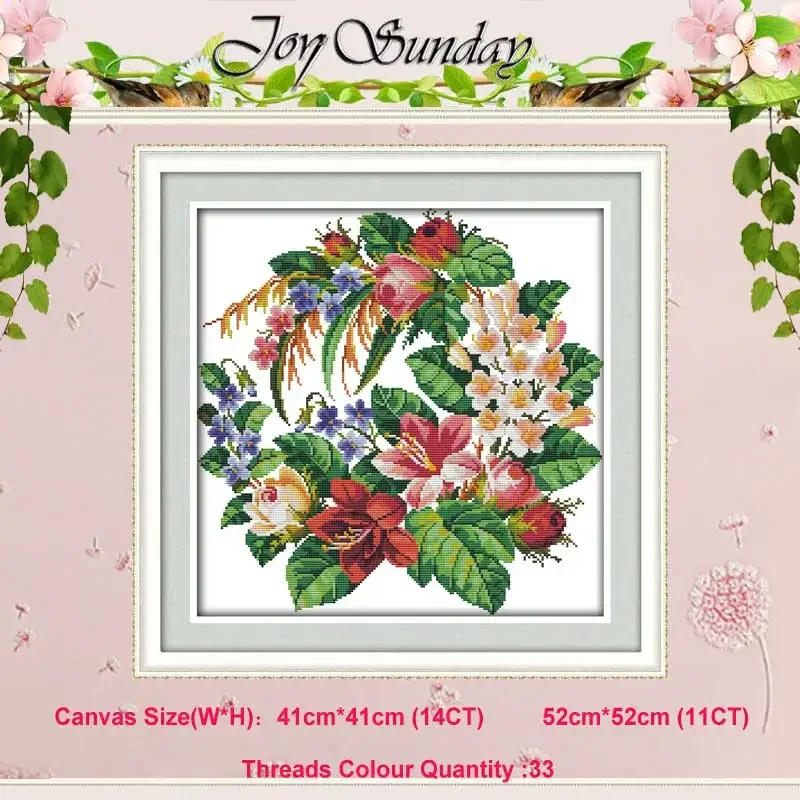 The Wreath Patterns Counted Cross Stitch Set DIY 11CT 14CT 16CT Stamped DMC Cross-stitch Kit Embroidery Needlework Home Decor