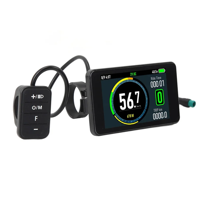 Effizientes T8-LCD-Display für Elektrofahrräder, bunter Bildschirm, 24 V bis 72 V, wasserdichter Fahrrad-Steuermonitor