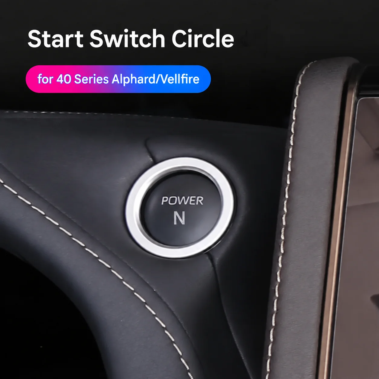 Car Engine Start Button Ring for Toyota Alphard Vellfire 40 Series Black ABS Push Switch Bezel Adhesive Interior Decorative Trim