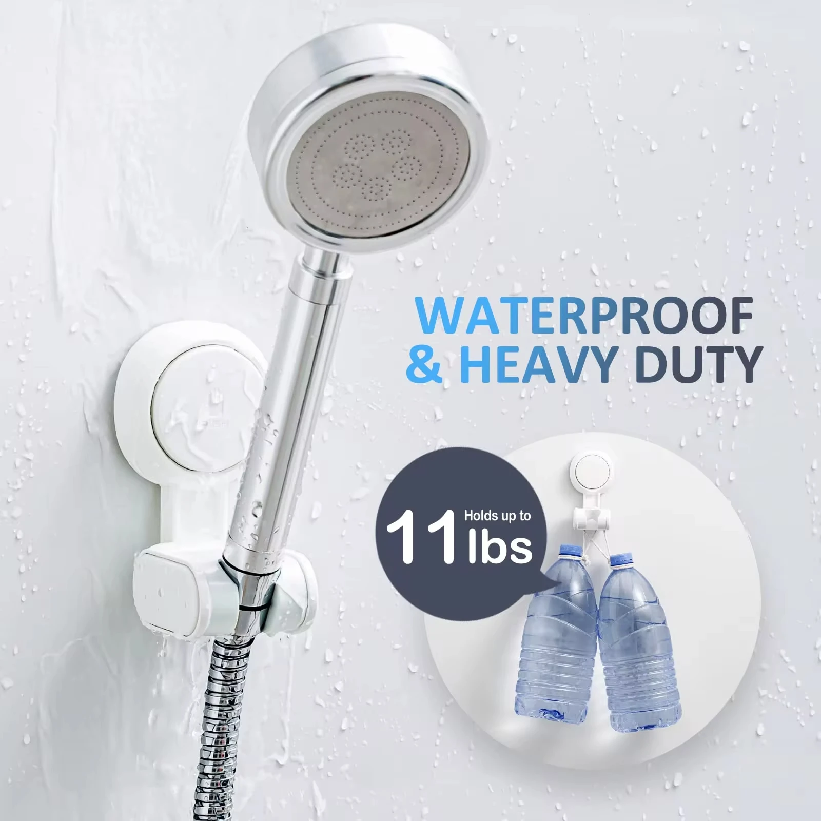 

TAILI Suction Shower Head Holder Adjustable Reusable Wall Mounted Handle 360° Rotatable Load-bearing 5kg Detachable Punch-free