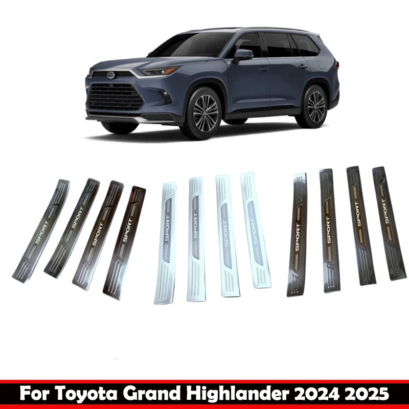 

For Toyota Grand Highlander 2024 2025 outside Door Welcome Pedal Threshold Bar Cover Trim Strips Door Sill Pad Car Accessories