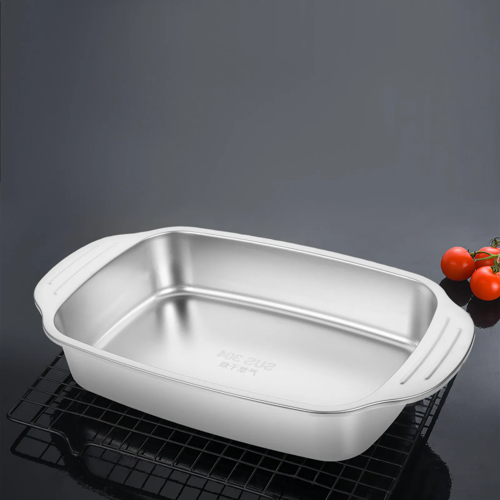 Rectangular Stainless Steel Roasting Pan Grilled Fish Tray Multipurpose Baking Plate Bbq Induction Cooker Metal Tray view 4